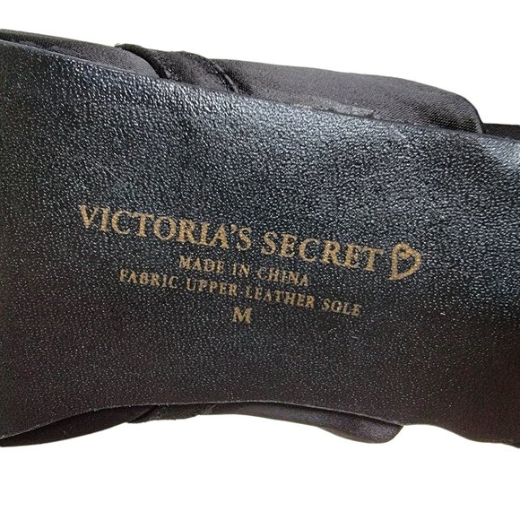 VICTORIA'S SECRET Black Satin Boudoir Slippers New w/ Box Size Medium - Picture 9 of 16